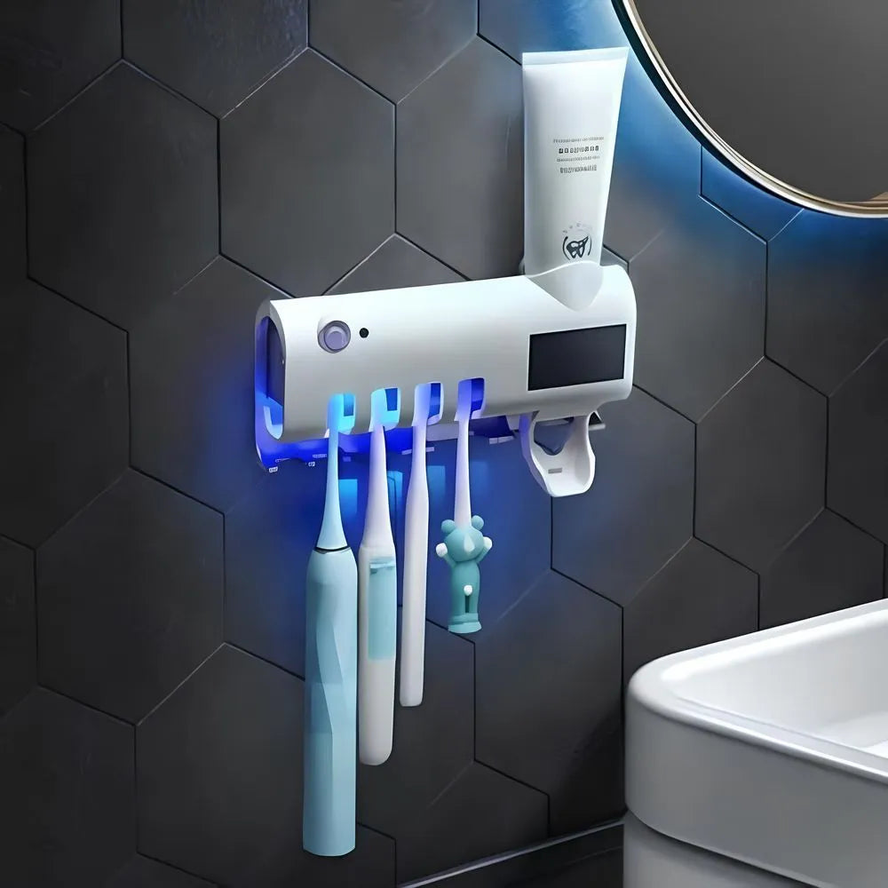 Aplicador Automático de Creme Dental + Suporte de Escovas de Dente de BRINDE